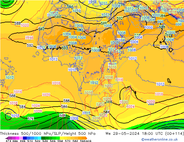 Thck 500-1000hPa ECMWF śro. 29.05.2024 18 UTC