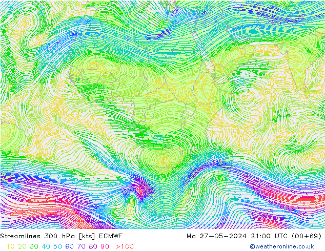 ветер 300 гПа ECMWF пн 27.05.2024 21 UTC