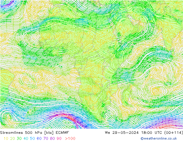 Rüzgar 500 hPa ECMWF Çar 29.05.2024 18 UTC