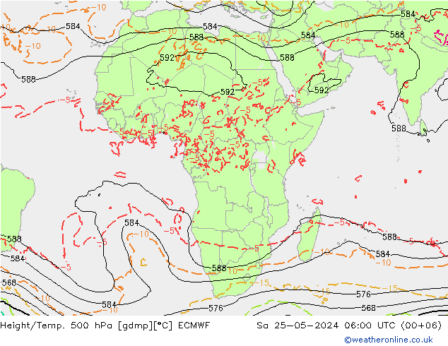 Z500/Yağmur (+YB)/Z850 ECMWF Cts 25.05.2024 06 UTC