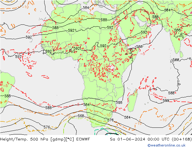 Z500/Rain (+SLP)/Z850 ECMWF So 01.06.2024 00 UTC