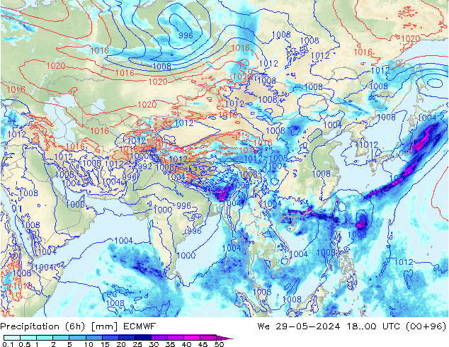 Z500/Rain (+SLP)/Z850 ECMWF We 29.05.2024 00 UTC