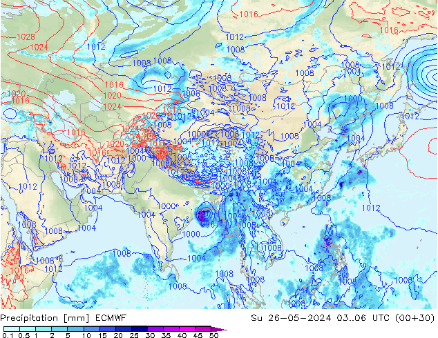 Precipitazione ECMWF dom 26.05.2024 06 UTC