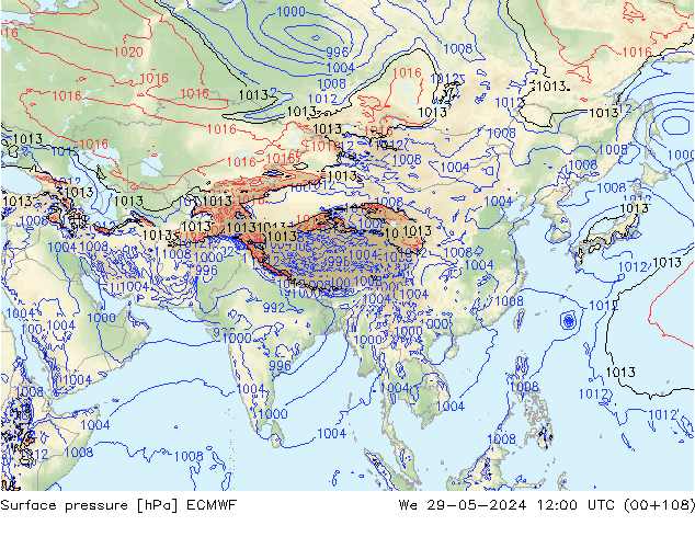 Luchtdruk (Grond) ECMWF wo 29.05.2024 12 UTC