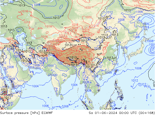 Surface pressure ECMWF Sa 01.06.2024 00 UTC