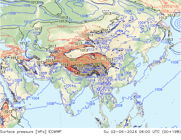 Surface pressure ECMWF Su 02.06.2024 06 UTC