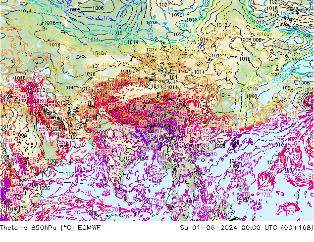 Theta-e 850hPa ECMWF Cts 01.06.2024 00 UTC