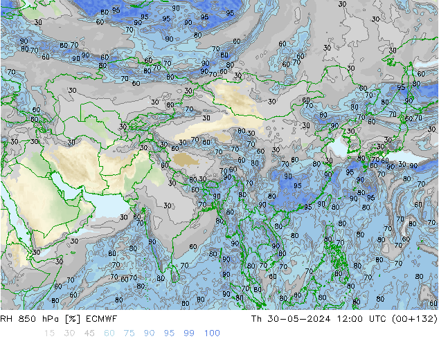 RH 850 hPa ECMWF Th 30.05.2024 12 UTC