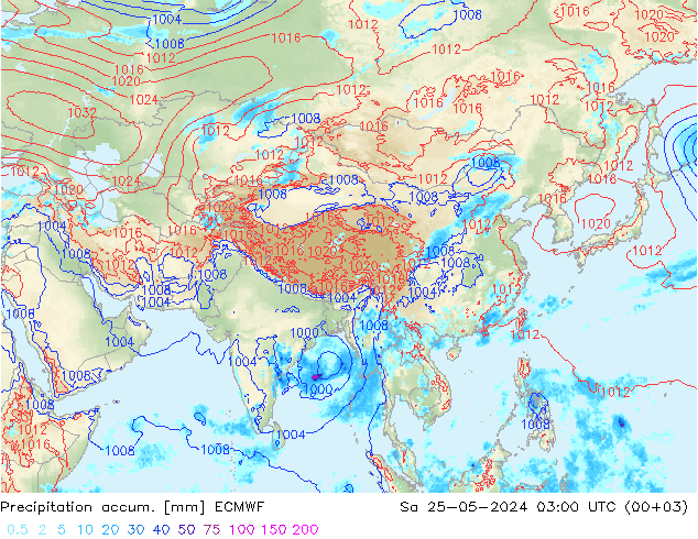 Precipitation accum. ECMWF so. 25.05.2024 03 UTC