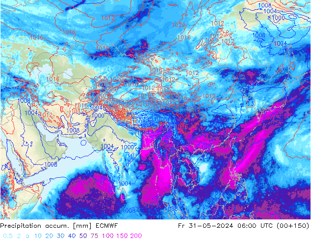 Nied. akkumuliert ECMWF Fr 31.05.2024 06 UTC