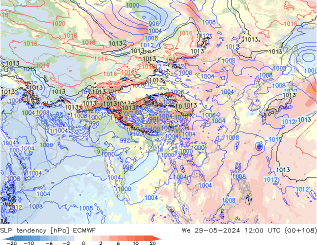 Drucktendenz ECMWF Mi 29.05.2024 12 UTC