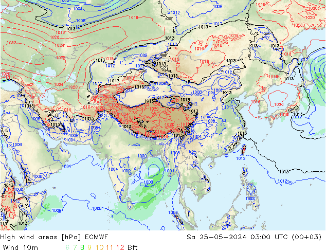 yüksek rüzgarlı alanlar ECMWF Cts 25.05.2024 03 UTC