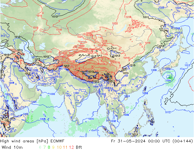 High wind areas ECMWF Fr 31.05.2024 00 UTC