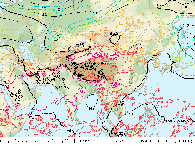 Z500/Rain (+SLP)/Z850 ECMWF  25.05.2024 06 UTC