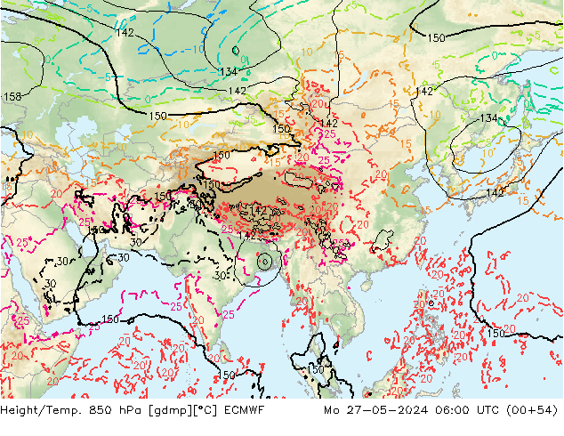 Height/Temp. 850 hPa ECMWF Seg 27.05.2024 06 UTC