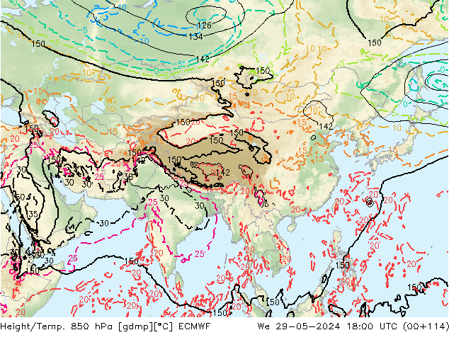 Z500/Rain (+SLP)/Z850 ECMWF mié 29.05.2024 18 UTC