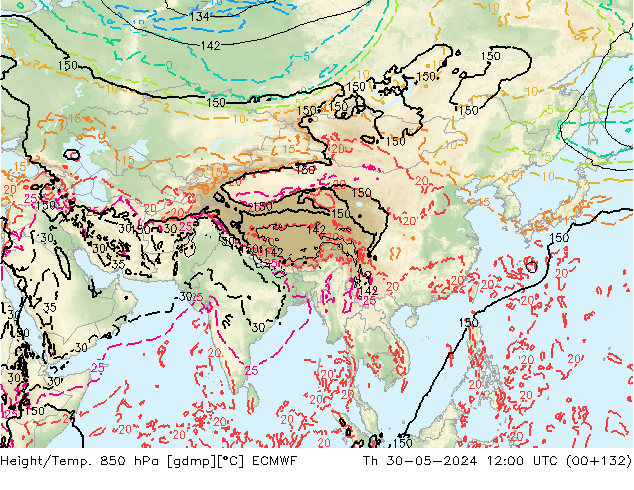 Z500/Yağmur (+YB)/Z850 ECMWF Per 30.05.2024 12 UTC