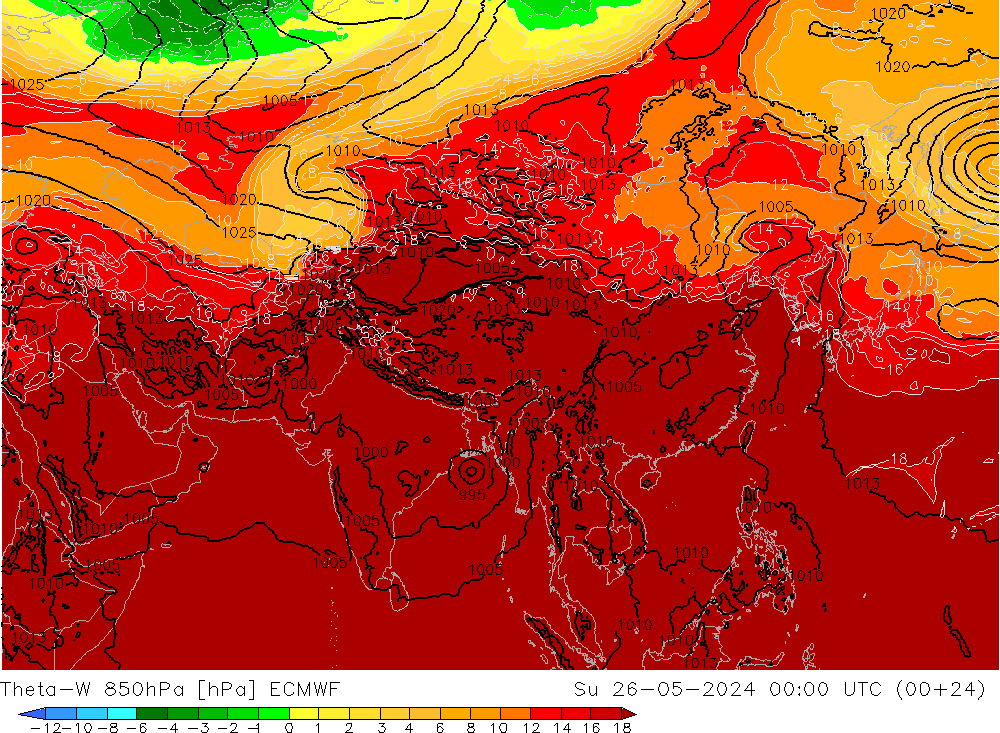 Theta-W 850hPa ECMWF zo 26.05.2024 00 UTC