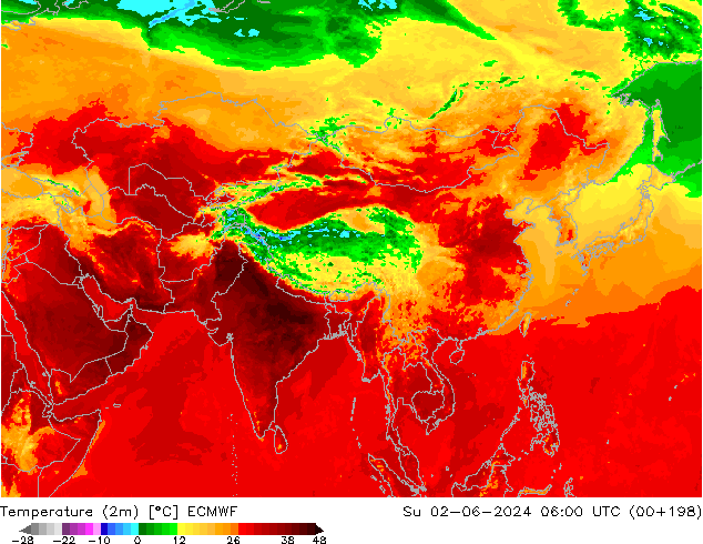 Temperature (2m) ECMWF Su 02.06.2024 06 UTC