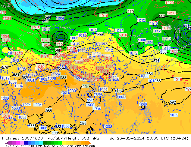 Thck 500-1000hPa ECMWF nie. 26.05.2024 00 UTC