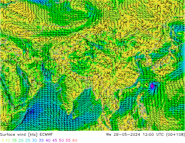 Rüzgar 10 m ECMWF Çar 29.05.2024 12 UTC