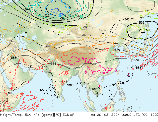 Z500/Rain (+SLP)/Z850 ECMWF mié 29.05.2024 06 UTC