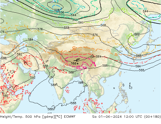 Z500/Rain (+SLP)/Z850 ECMWF sam 01.06.2024 12 UTC