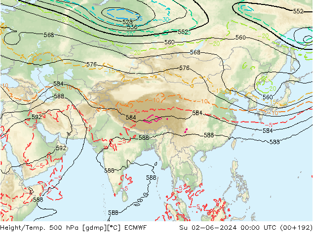 Z500/Rain (+SLP)/Z850 ECMWF Su 02.06.2024 00 UTC