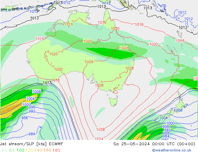 Jet stream/SLP ECMWF Sa 25.05.2024 00 UTC