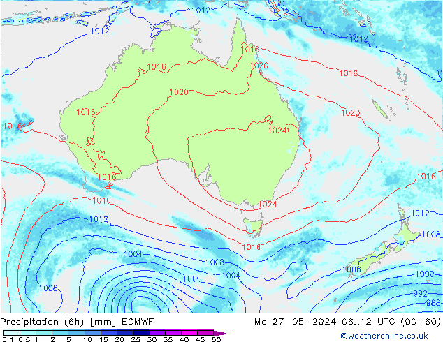 Z500/Rain (+SLP)/Z850 ECMWF Mo 27.05.2024 12 UTC