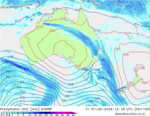 Precipitation (6h) ECMWF Fr 31.05.2024 18 UTC