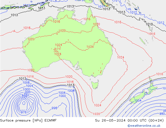 Surface pressure ECMWF Su 26.05.2024 00 UTC