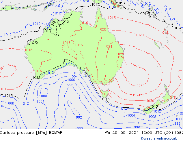 ciśnienie ECMWF śro. 29.05.2024 12 UTC