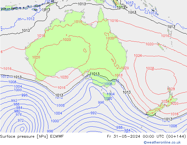 Surface pressure ECMWF Fr 31.05.2024 00 UTC