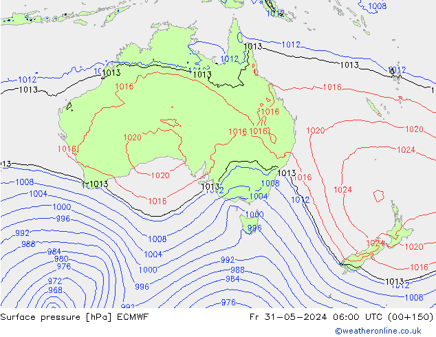 Surface pressure ECMWF Fr 31.05.2024 06 UTC