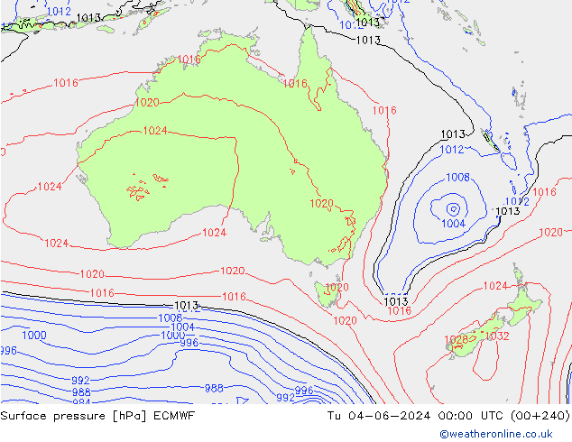 Presión superficial ECMWF mar 04.06.2024 00 UTC