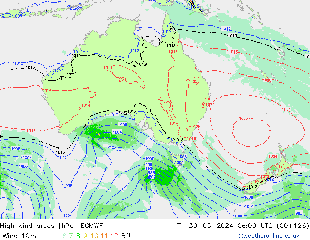 yüksek rüzgarlı alanlar ECMWF Per 30.05.2024 06 UTC