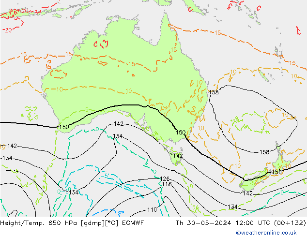 Z500/Rain (+SLP)/Z850 ECMWF Th 30.05.2024 12 UTC