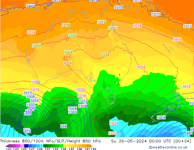 Thck 850-1000 hPa ECMWF  26.05.2024 00 UTC