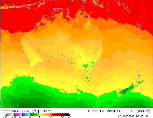 Temperature (2m) ECMWF Tu 28.05.2024 00 UTC