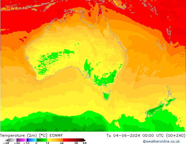 Sıcaklık Haritası (2m) ECMWF Sa 04.06.2024 00 UTC