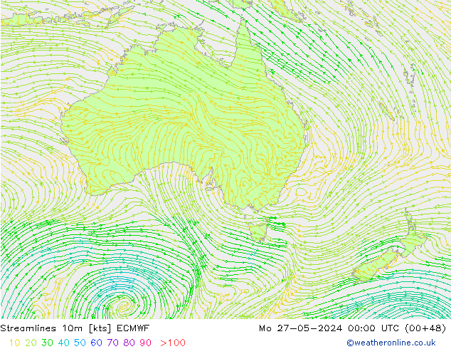 ветер 10m ECMWF пн 27.05.2024 00 UTC