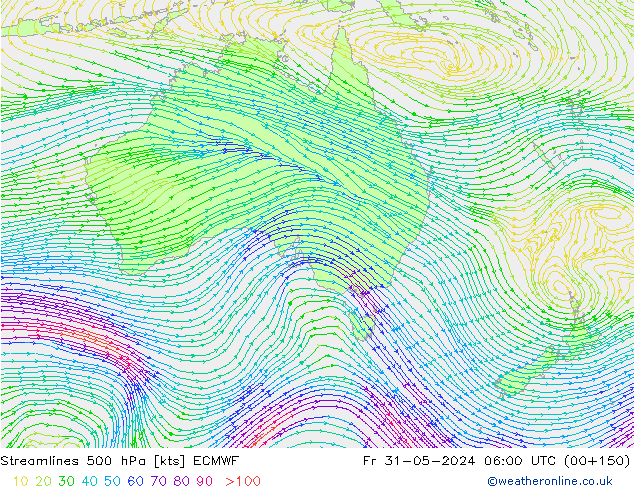 Streamlines 500 hPa ECMWF Fr 31.05.2024 06 UTC