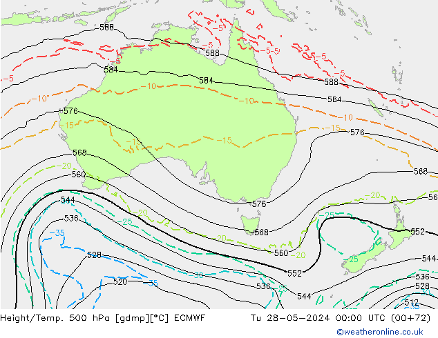 Z500/Rain (+SLP)/Z850 ECMWF вт 28.05.2024 00 UTC