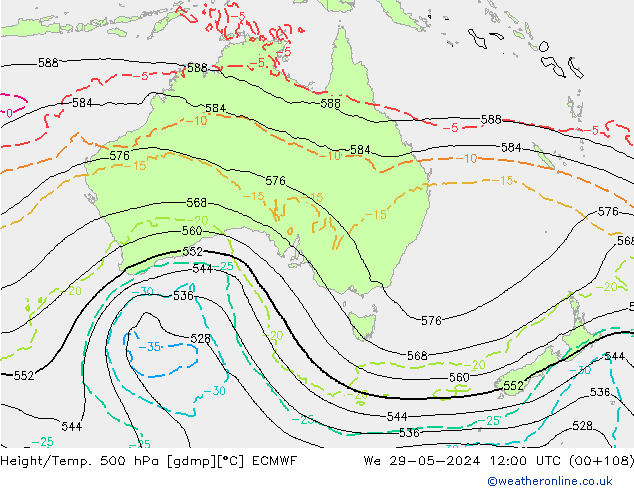 Z500/Rain (+SLP)/Z850 ECMWF St 29.05.2024 12 UTC