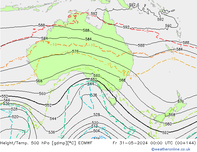 Geop./Temp. 500 hPa ECMWF vie 31.05.2024 00 UTC