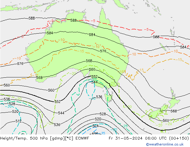 Geop./Temp. 500 hPa ECMWF vie 31.05.2024 06 UTC