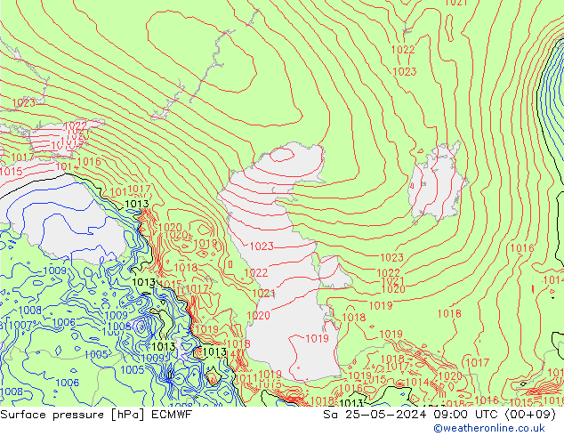 приземное давление ECMWF сб 25.05.2024 09 UTC