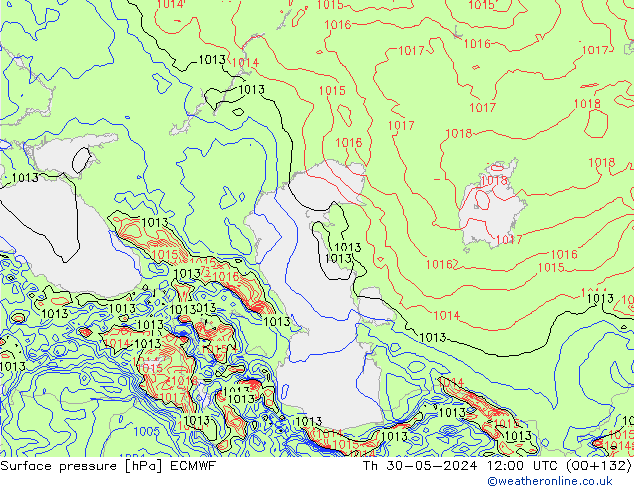 Surface pressure ECMWF Th 30.05.2024 12 UTC