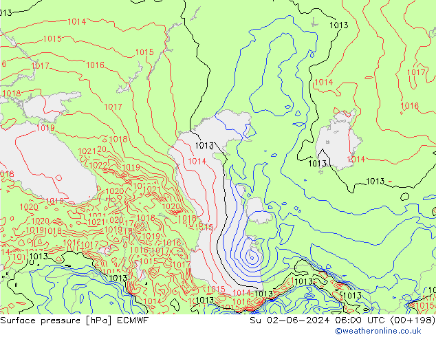 pression de l'air ECMWF dim 02.06.2024 06 UTC